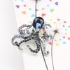 Vintage Octopus Crystal Brooch, Silver-Tone Blue Rhinestone Design, Women's Ocean-Themed Fashion Accessory for Wear Party Gift