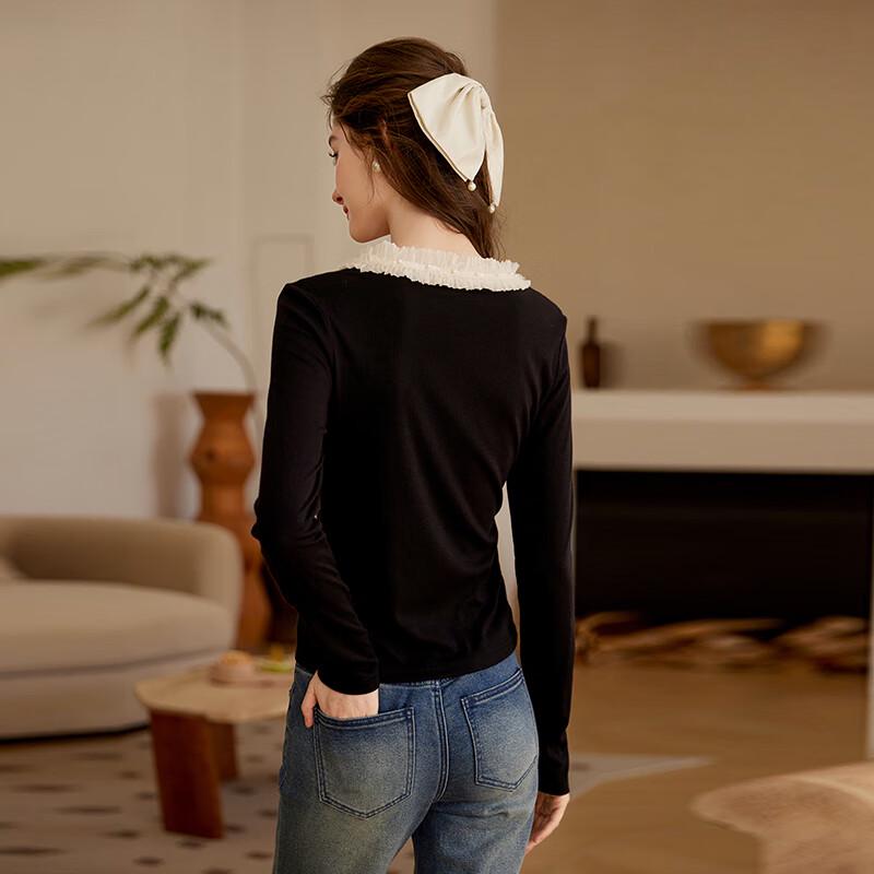 Bailuyu Elegant V-Neck Color Block Knit Top