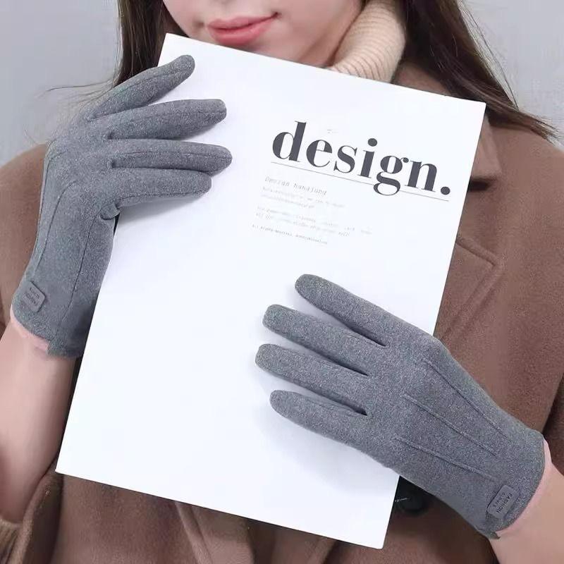 German velvet gloves women's autumn and winter outdoor riding cold-proof cotton cashmere fleece driving bicycle warm gloves