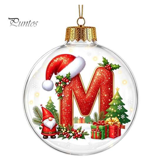 Winter Holiday Party Supplies 26?Letter Acrylic Christmas Ball Ornament, 3D Crystal Style Alphabet Decorative Ornaments for Fireplace Hanging