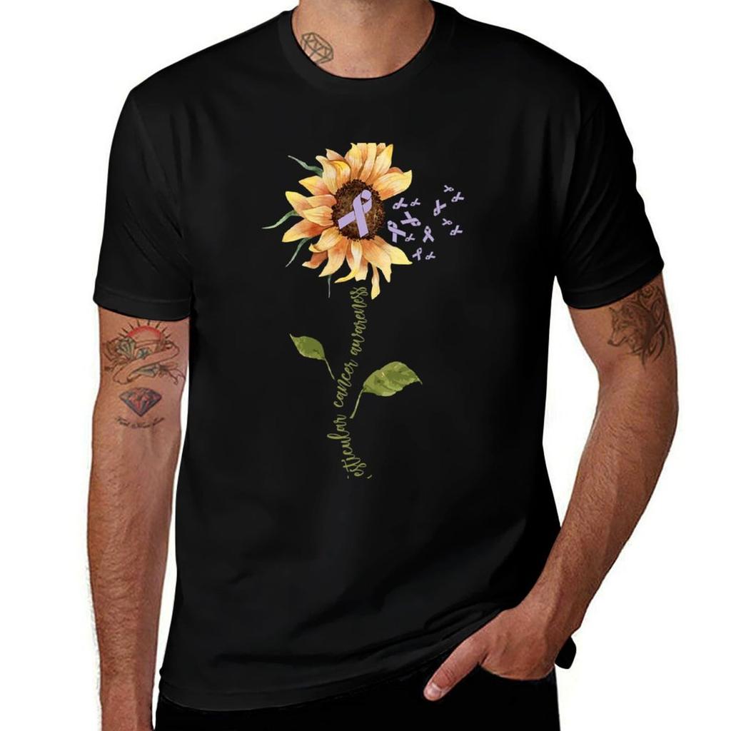 Testicular Cancer Awareness Sunflowers Tshirt Casual Lightweight Short Sleeve Top