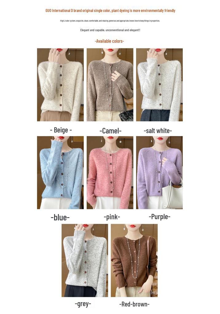 Wollstrickjacke im koreanischen Stil mit Pünktchen: Herbst/Winter Schlankmachend Lockerer Schnitt