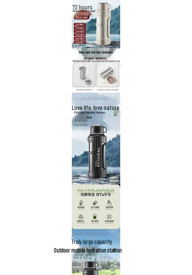 316 Stainless Steel Insulated Kettle, Large Capacity, Portable Outdoor Cup, Car-Mounted Hot Water Bottle