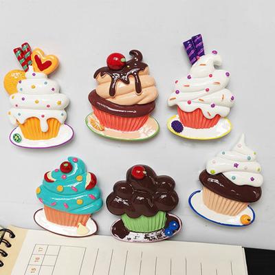 Yousheng 3D Cupcake Fridge Magnet Simulation Dessert Resin Refrigerator Magnet Home Office Kitchen Locker Simulation Food Decoration