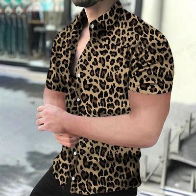 Sommer Herren Hawaiianhemden Revers Camisa Leopard 3D Bedruckte Hemden Herren Damen Kurzarmhemd Einreiher Bluse Strand