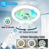 48W E27 360 ° Shaking Head Fan Light Remote Control Ceiling Chandelier Fan Automatic Household Small RGB Ceiling Fan Lamp