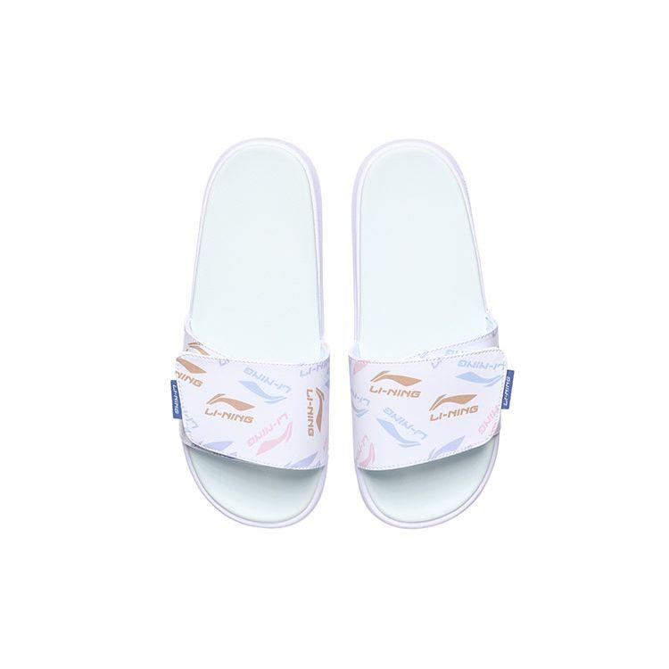 Li Ning Ln Slipper Velcro Slide Sandals Women Footwear White AGAR010-1