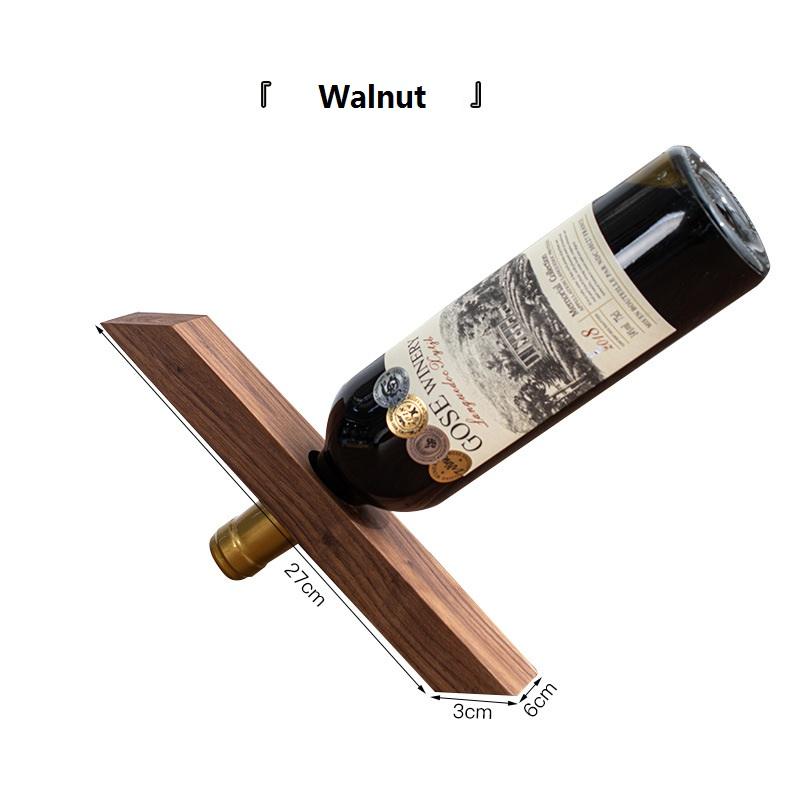 HeMu Portabottiglie di Vino Minimalista in Legno Noce Singolo Portabottiglie da Banco Espositore Decorativo per Vino per Home Bar
