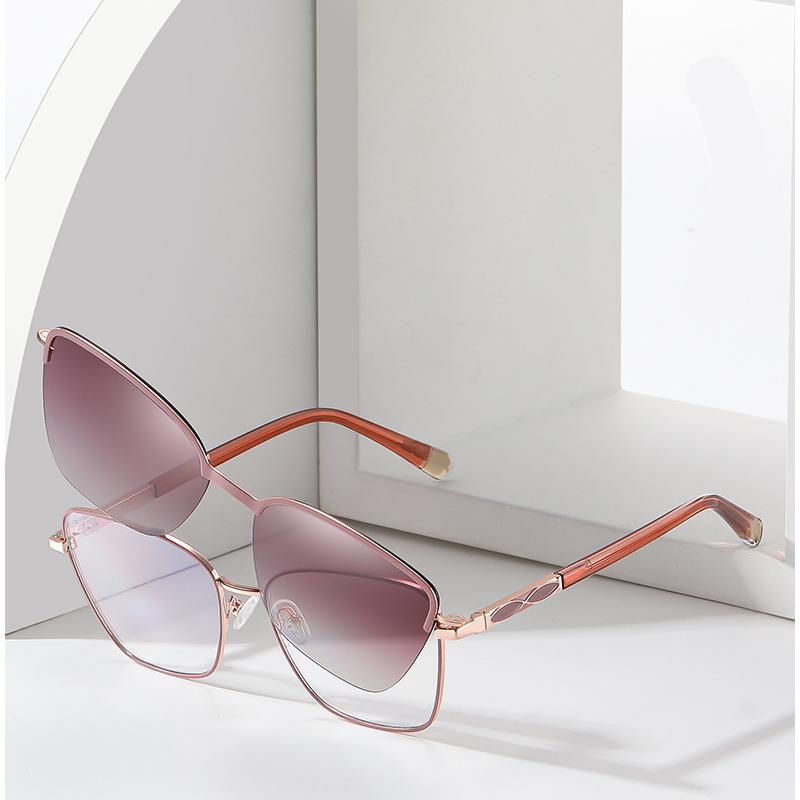 Fashion Cat Eye Sunglasses Magnetic Clip On Myopia Prescription Optical Anti Blue Light Computer Eyeglasses