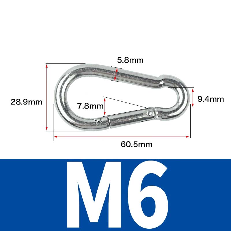 2-5pcs 304 Stainless Steel Spring Snap Multifunctional Carabiner Quick Link Lock Ring Hook Safety Buckle M4 M5 M6 M7 M8 M9 M10