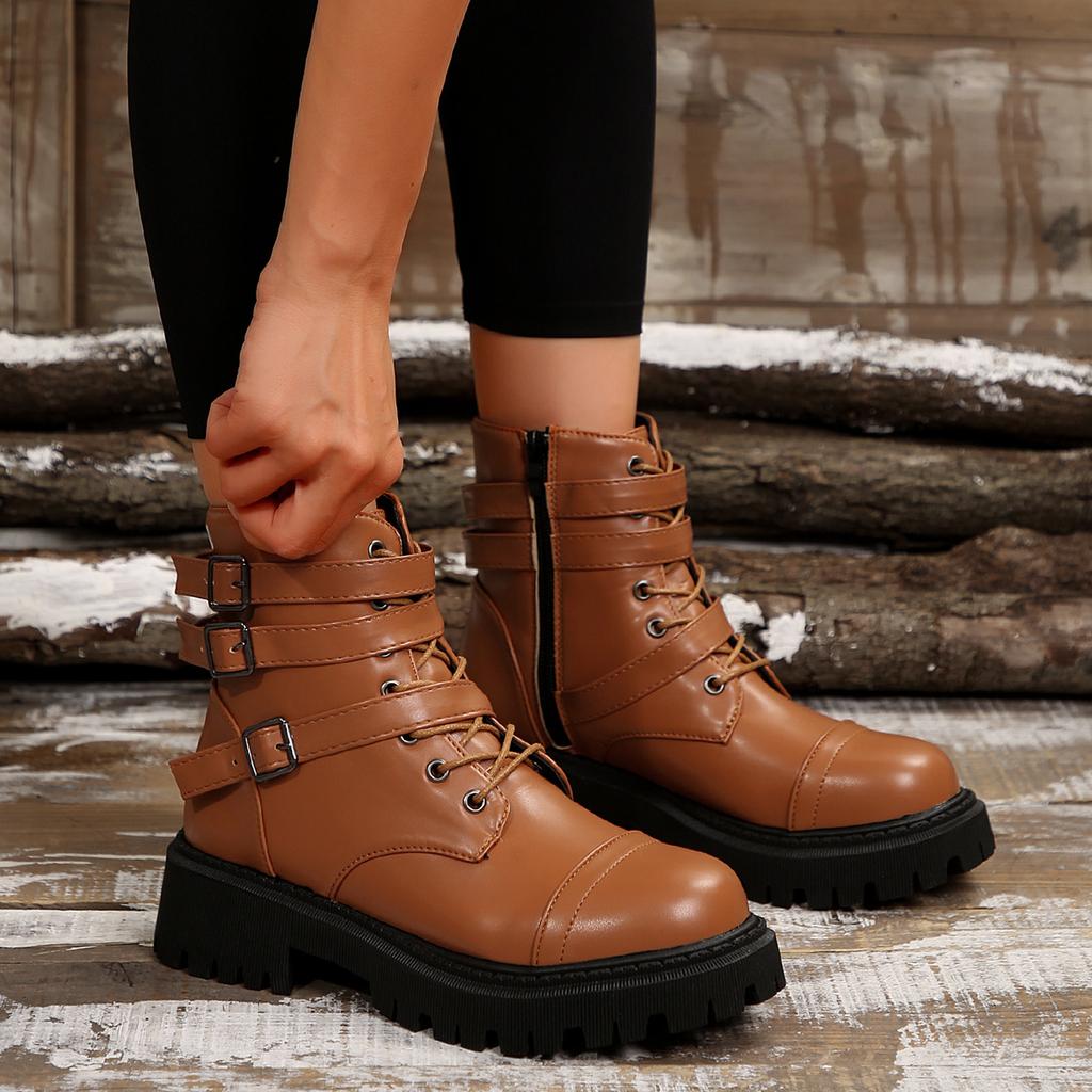 Women Boots New Mid Calf Autumn Winter Fashion Zipper Boots Women Sports Platform Shoes Women Knee High Boots Zapatos De Mujer