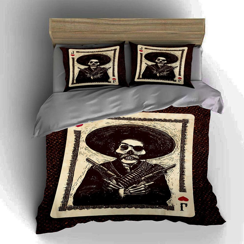 Skull-themed playing card. Bedding Duvet cover sets Duvet covers Pillowcases gifts (1 * Duvet Cover 2 * Pillowcases, without duvet insert)