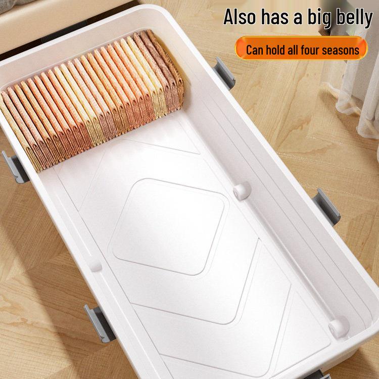 Under-bed Transparent Storage Box with Wheels for Clothes and Quilts