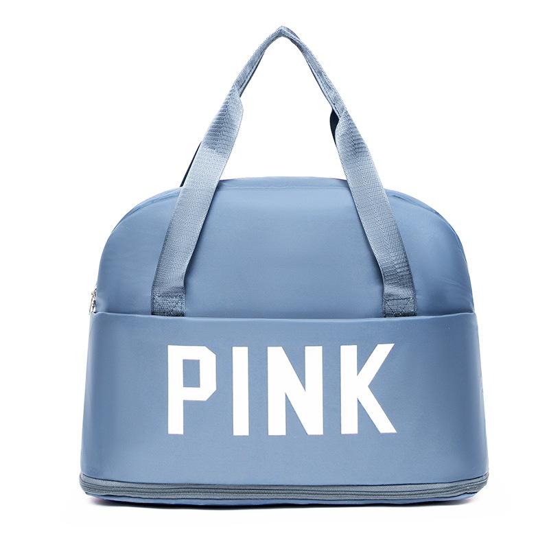 

Сумка с буквенным узором из ткани Оксфорд, большая вместимость, влажная и сухая, отдельный чехол для банок, дорожная сумка для женщин синий