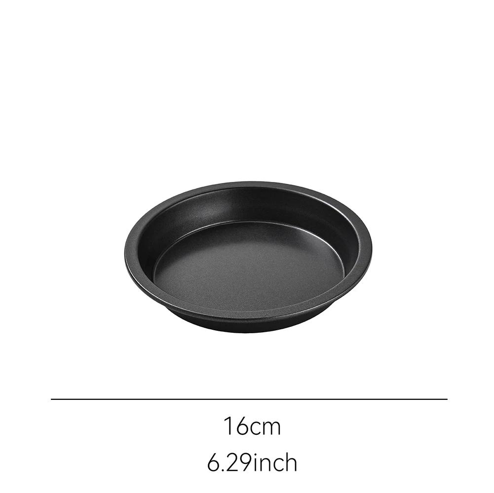 Kitchen Pizza Mould Pan Carbon Steel Ware Baking Pan Round Pizza Tray Round Baking Tray Heat-resistant for Home Pie Tins Black