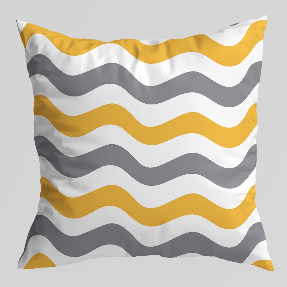 Geometric Pillowcase, Yellow and Gray Geometric Peach Skin Velvet Printed Pillow Cushion Cover, Sofa Car Backrest