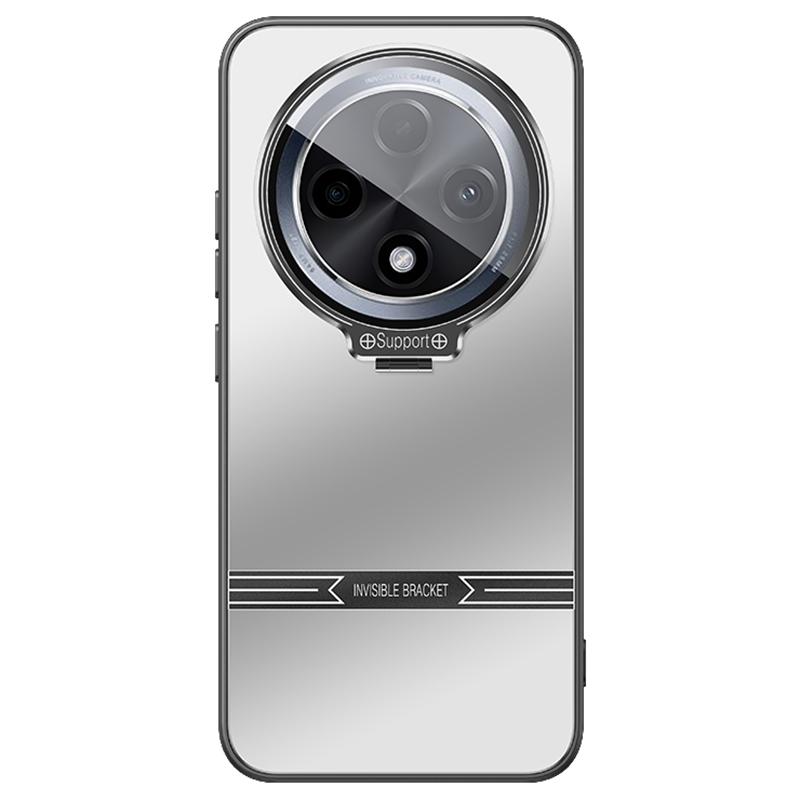 

For Oppo A3 5G Case PC+TPU Matte Anti-Fingerprint Phone Cover with Lens Kickstand Silver