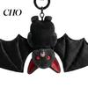 Flying Bat Keychain Plush Black Gothic Transformable Key Ring Pendant Keyring Backpack Bag Purse Charm Halloween Gift for Lovers