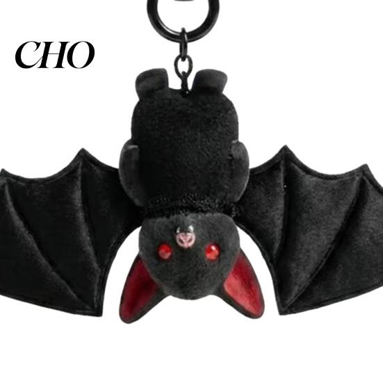 Flying Bat Keychain Plush Black Gothic Transformable Key Ring Pendant Keyring Backpack Bag Purse Charm Halloween Gift for Lovers