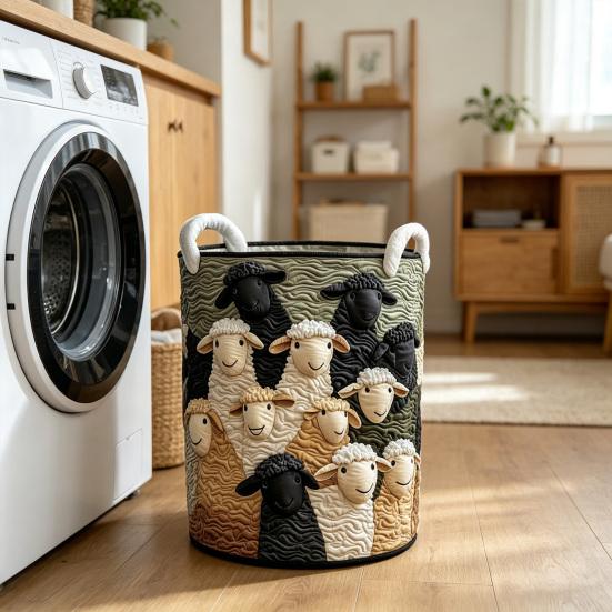 Quilted Laundry Basket Large Capacity with Handles Organizer Foldable Soft Storage Box for Nursery Bedroom Laundry Room