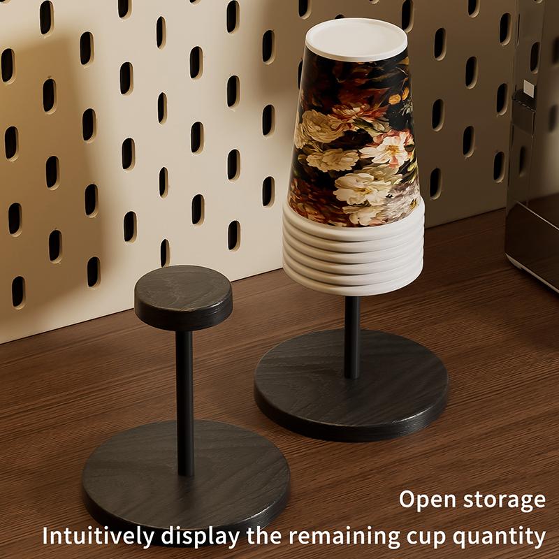 Walnut Colored Wooden Disposable Paper Cup Holder, Suitable For Household Coffee Corners, Kitchens, And Small Bar Counters