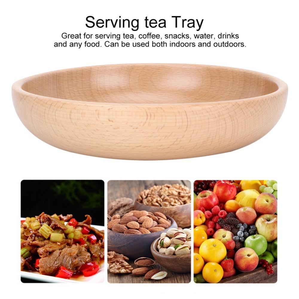 Large Capacity Wooden Rice Bowl Smooth Retro Classic Soup Bowl Thickened Round edges Creative Bowl Home Dining