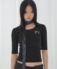 FANCY CLUB Soft Fancy Collar Top (Black) F26Qb045