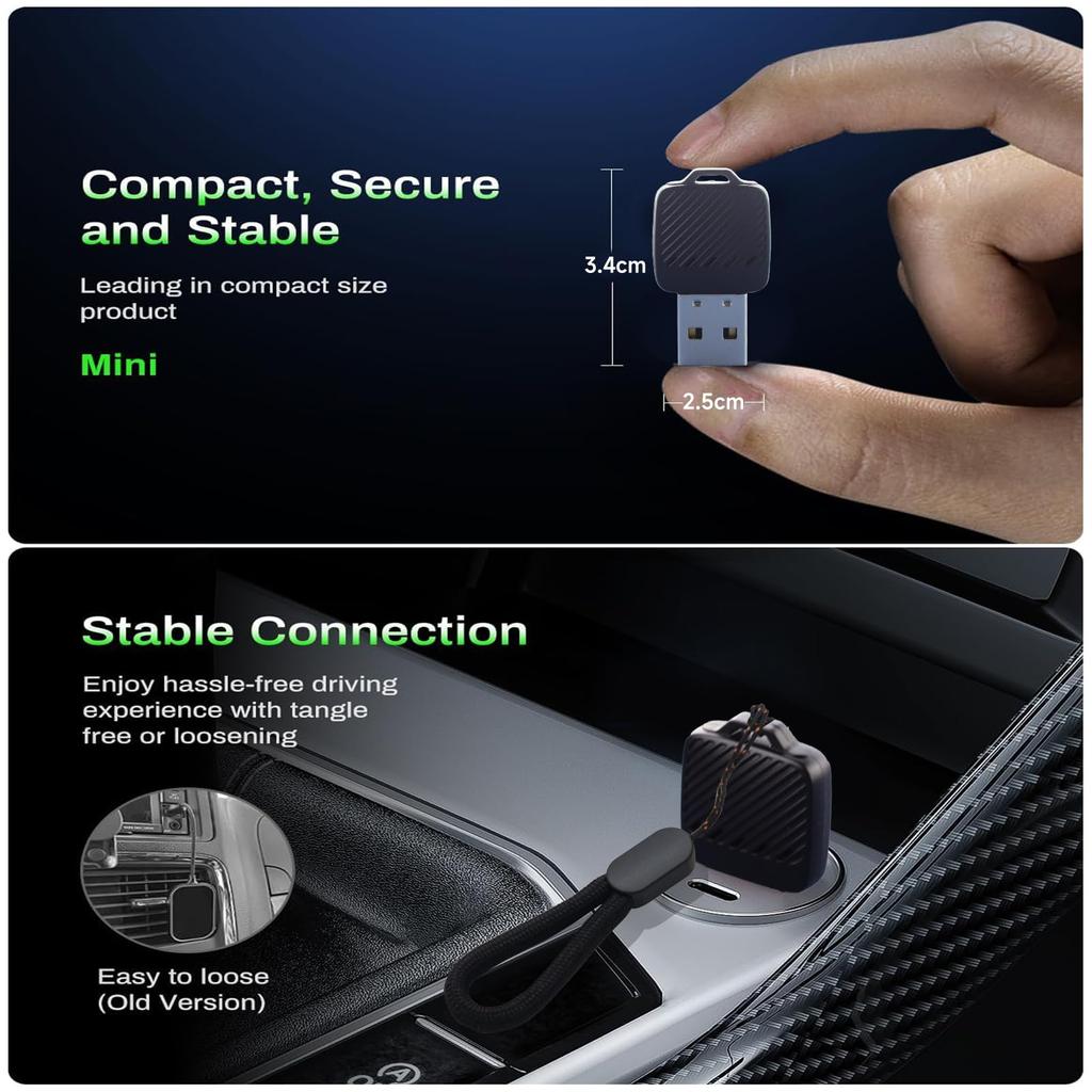 2 In 1 Wireless CarPlay Android Auto Adapter Wired To Wireless Smart USB Dongle for iPhone and Android