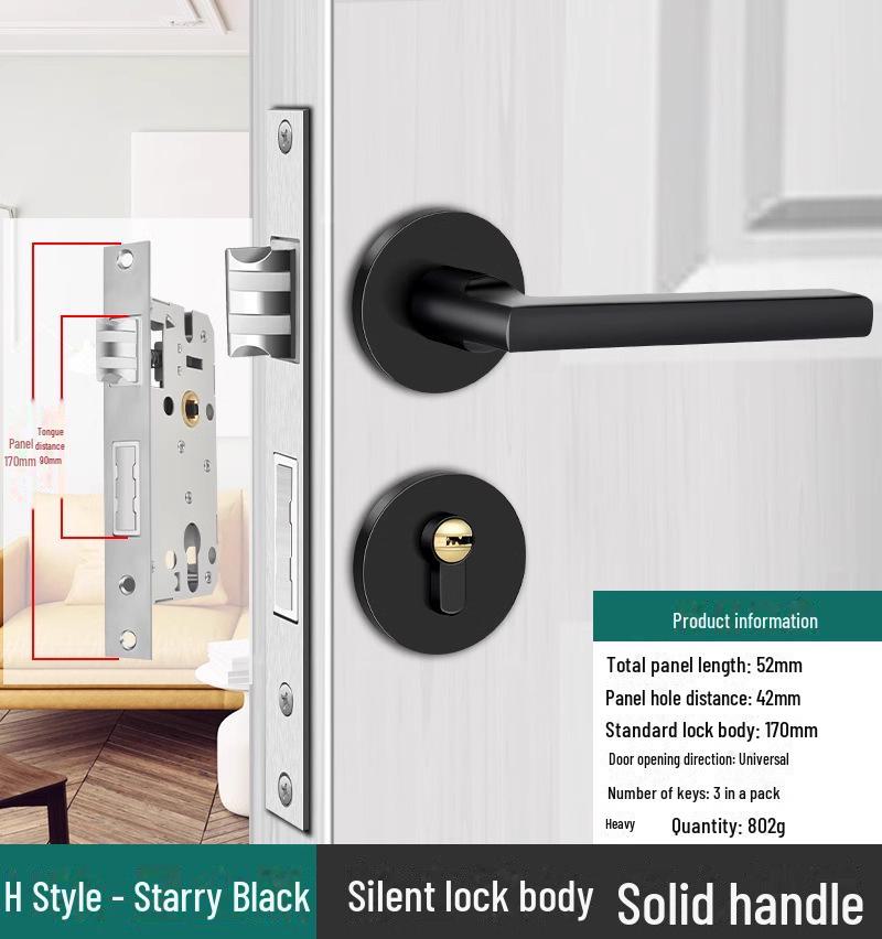 Silent European Style Indoor Wooden Door Handle Lock