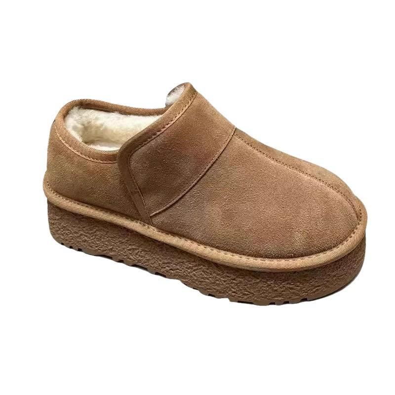 thick-soled short snow boots women's 2025 winter new comfortable and versatile retro thick-soled piled thickened warm cotton shoes