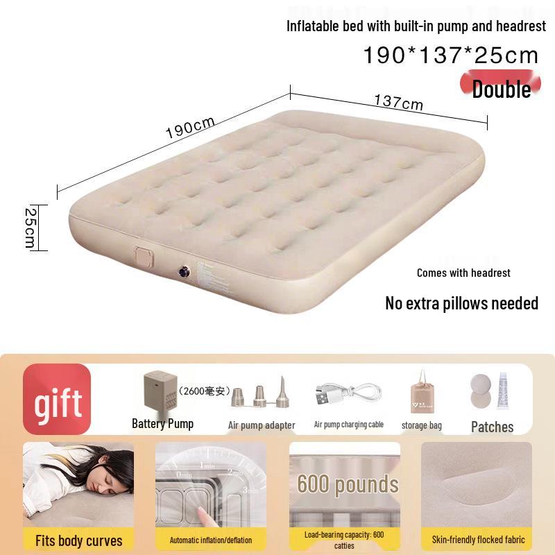 Self-Inflating Folding Air Mattress for Home & Outdoor Camping - Single/Double Bed