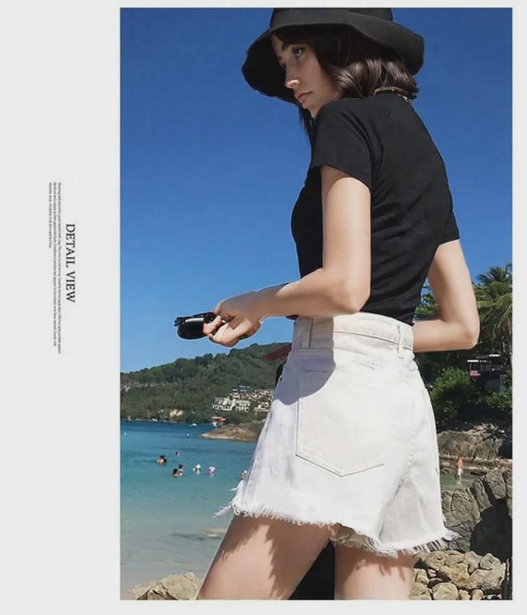 Hyuna Style High-Waist Ripped Denim A-Line Shorts - Women's Versatile Wide-Leg Summer 2020 Edition