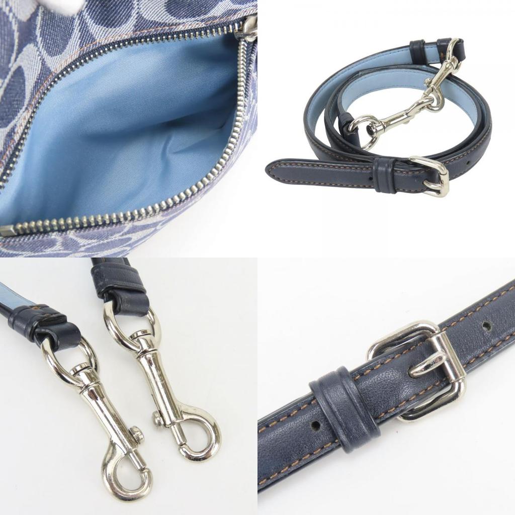 Used COACH Shoulder Bag Signature F57553 canvas/leather Navy one belt
