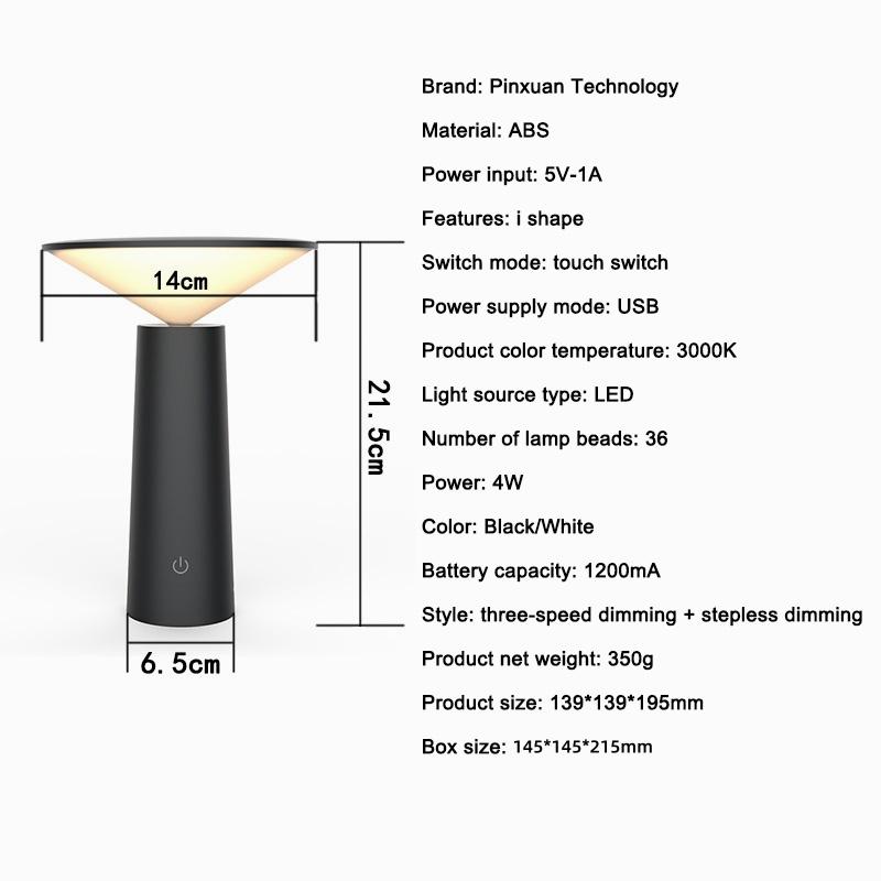 LED Table Lamp Touch Sensor Night Light USB Rechargeable Portable Bedroom Night Light Wireless Reading Lamp Restaurant Hotel Bar