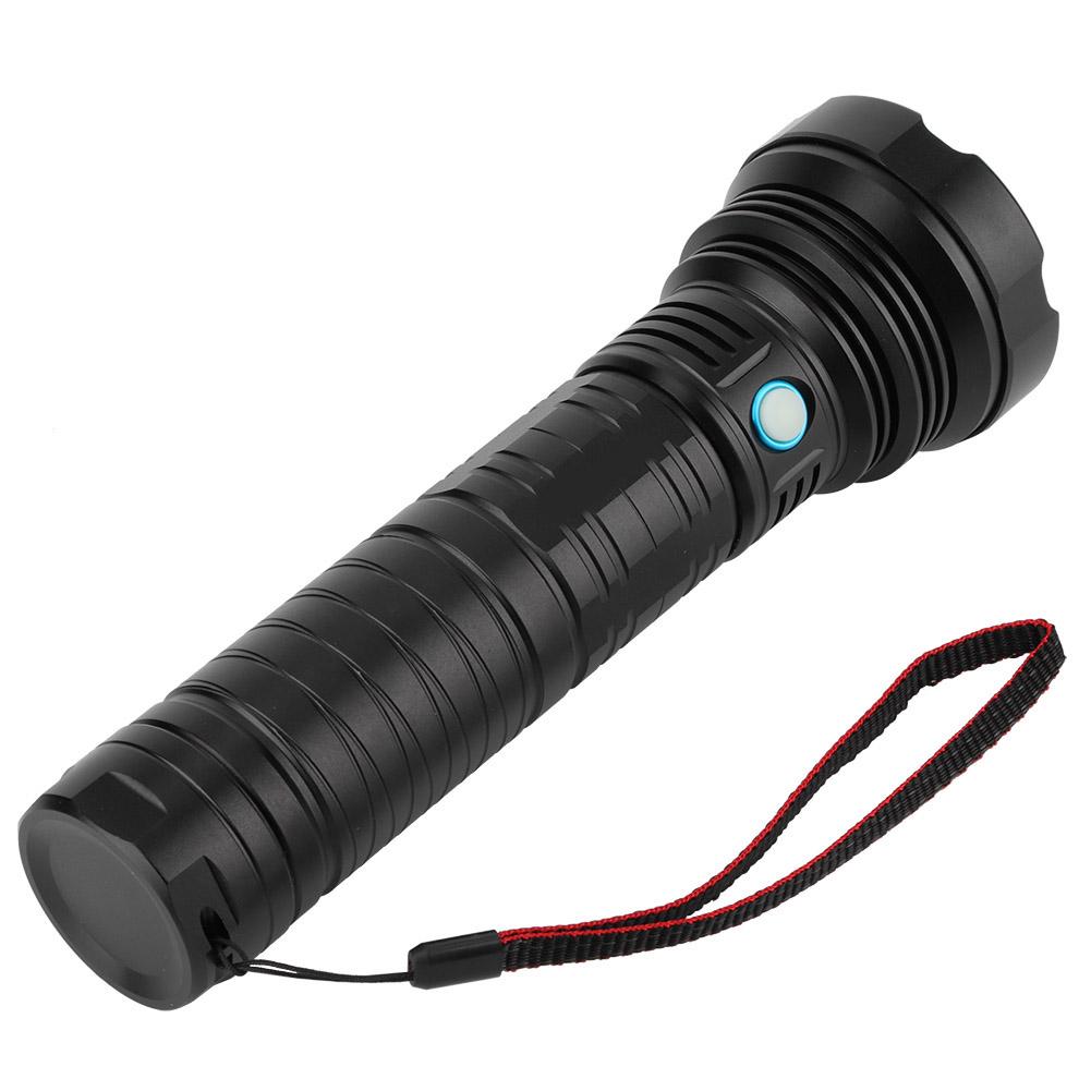 LED Aluminum Alloy 4622LM Glare Waterproof USB Charging Flashlight for Caving CampingBlack