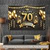 1 Piece of 2D Background Fabric, Golden Polyester Background Fabric for 70th Anniversary Celebration