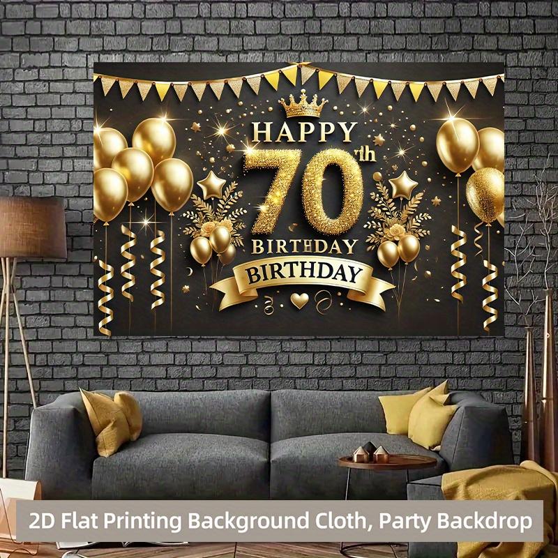 1 Piece of 2D Background Fabric, Golden Polyester Background Fabric for 70th Anniversary Celebration