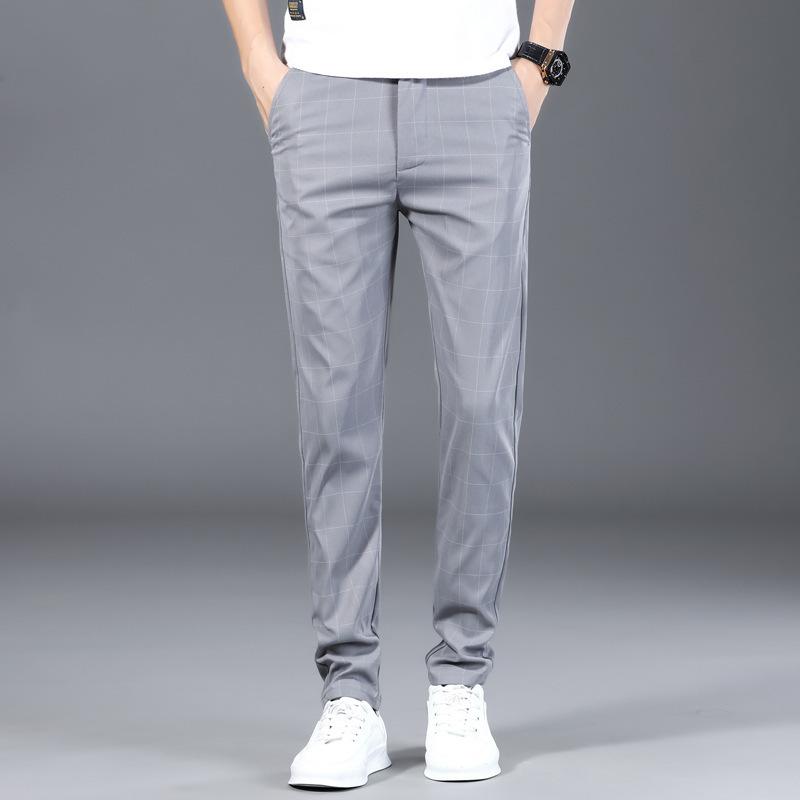 Autumn Versatile Casual Trousers Slim Small Leg Trousers Men's Striped Trousers Korean Version of the Tide of Elastic Waist Small Straight Trousers