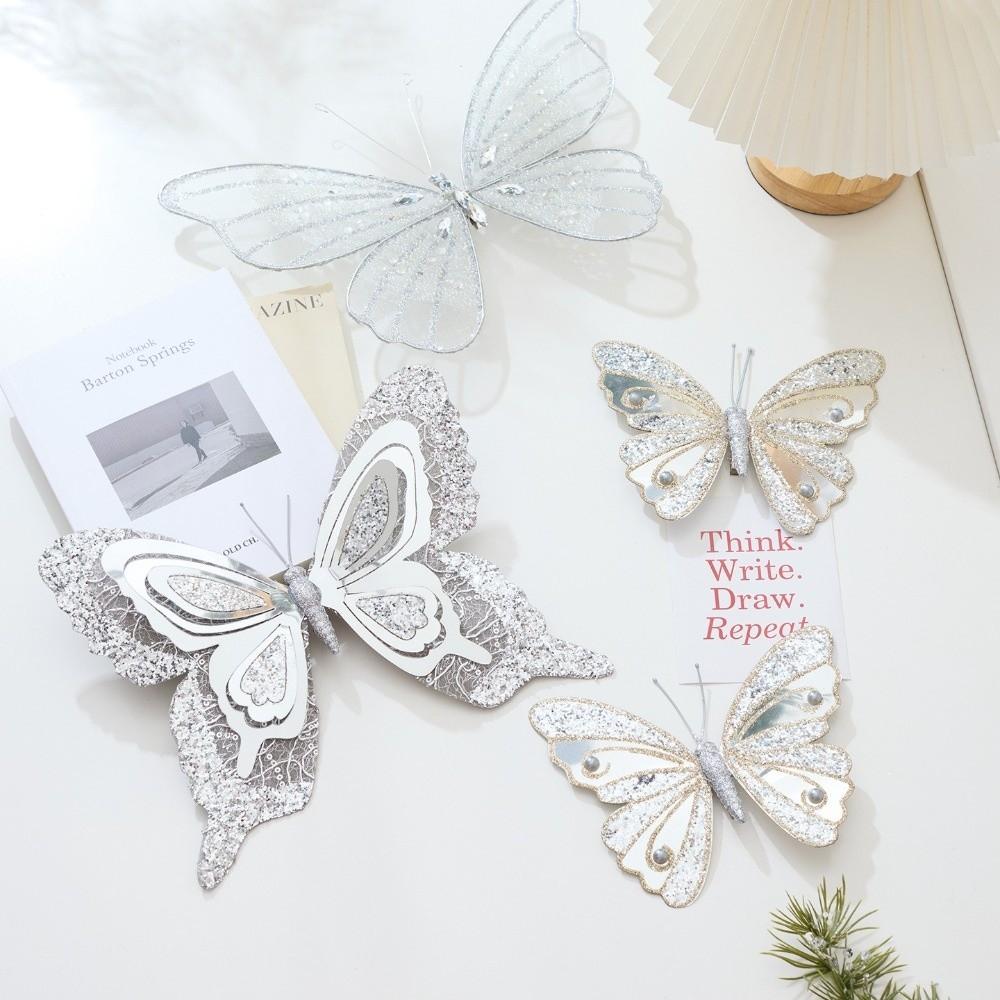 Mesh Christmas Flower Artificial Double Simulation Christmas Decorations Exquisite Sequins Glitter Tree Decor Home Decoration