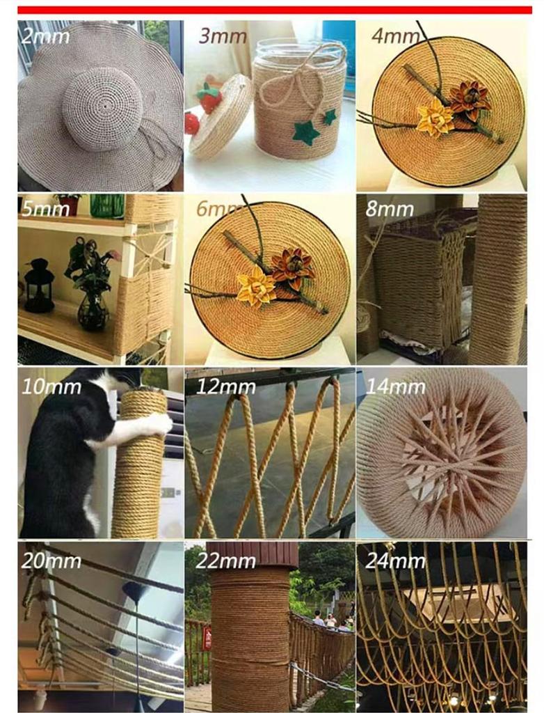 ILLIDAN Konopné lano Konopné struny Průměr Délka Asahi Jutové lano Silné Cat Tower Oprava Konopné lano Přírodní Sisal Konopné provázky Zahradnické balení Ruční výroba