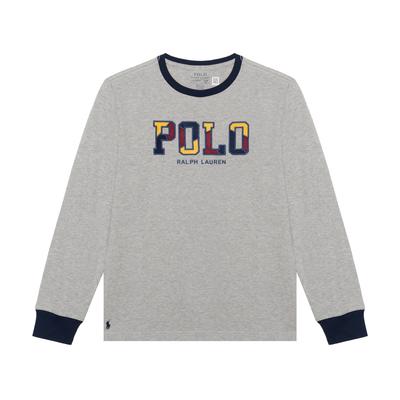 Polo Kids Letter Logo Pullover Long Sleeve Round Neck Kids Tops Gray CWPOTSHY8020924-020