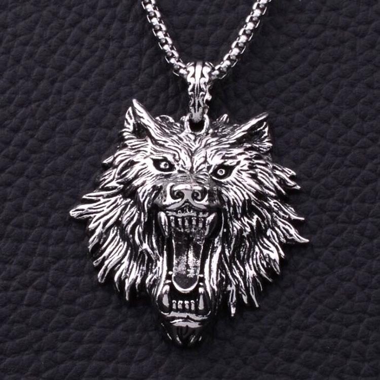 Nordic Hip Hop Wolf Pendant Titanium Steel Necklace for Men