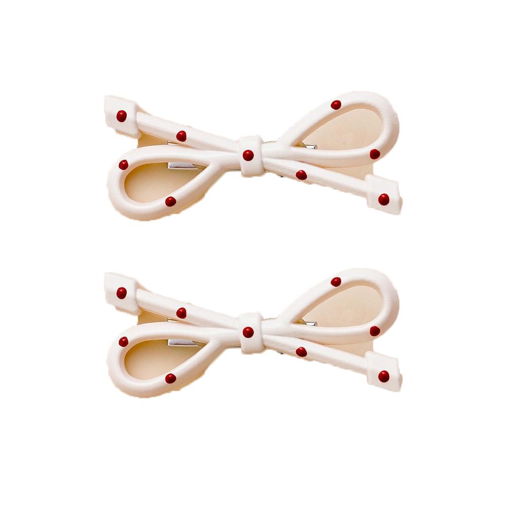 Polka Dot Bow Hair Clip Female Angora Red Can Duckbill Clip Sweet and Versatile Hair Accessories