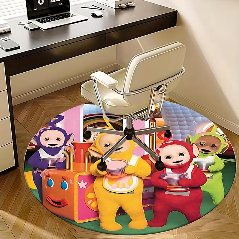 Teletubbies,Character Print Chair mat Round Rug Office carpet, Machine Washable, Non slip, Suitable for Living Rooms, Bedrooms