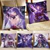 Game Anime Genshin Impact Raiden Shogun Pillow Case Fashion Square Pillowcase Bedroom Sofa Room Ins Decoration Leisure
