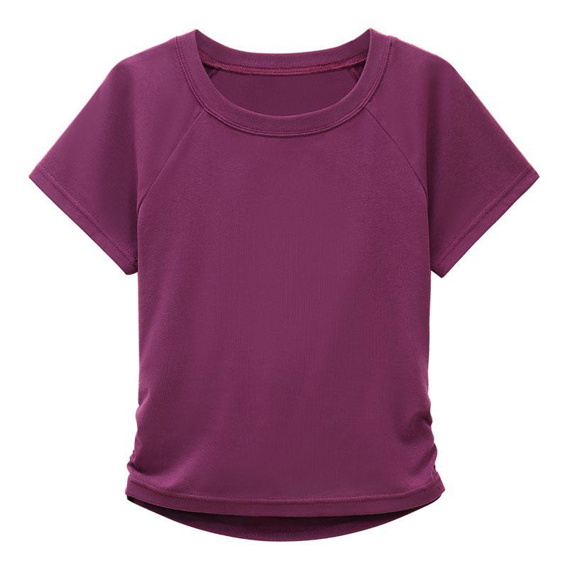 Women's Summer Slim Fit Pleated Short Sleeve T-shirt with Back Cutout