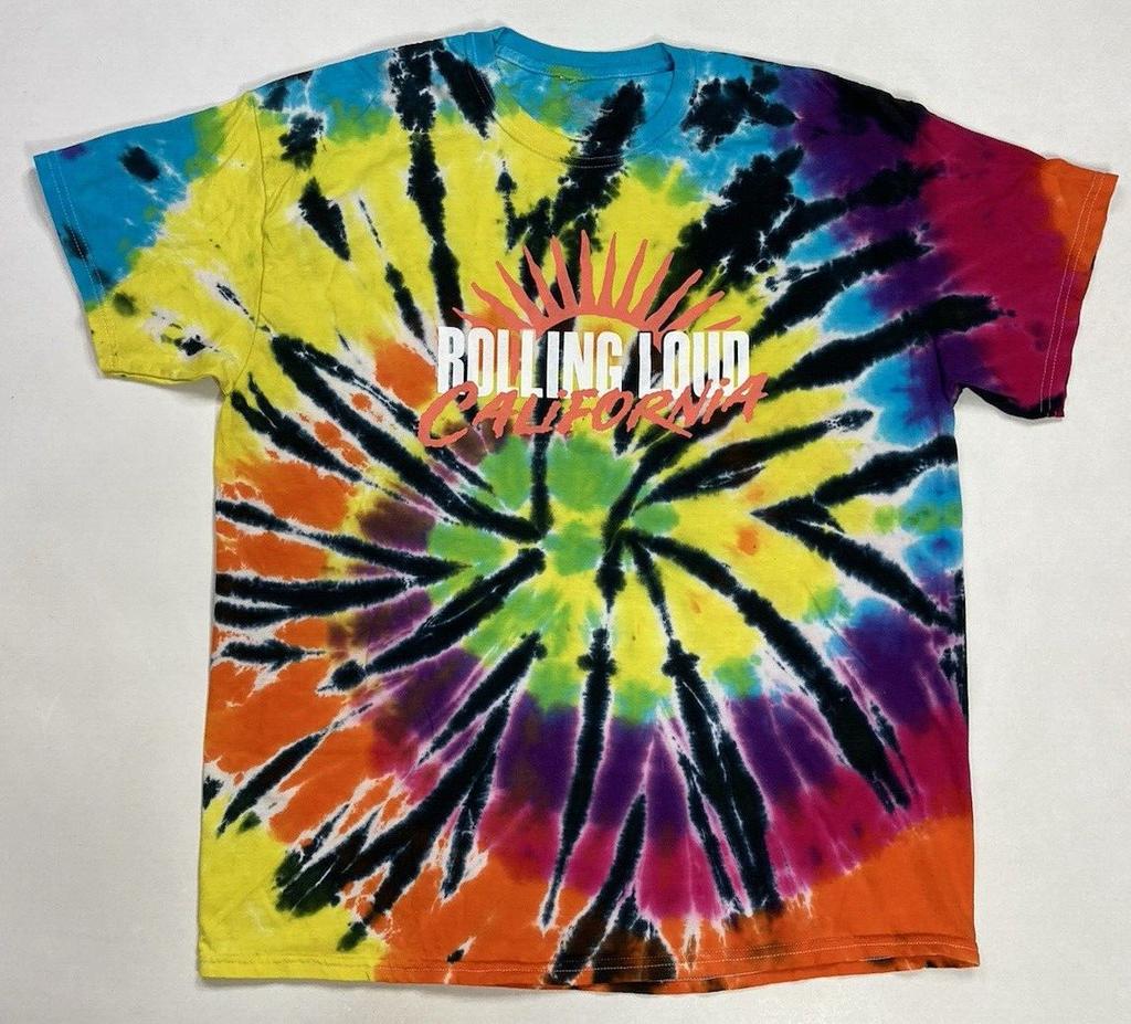 Rolling Loud California 2021 Graphic T-shirt Men Large Oversized Tie Dye Music