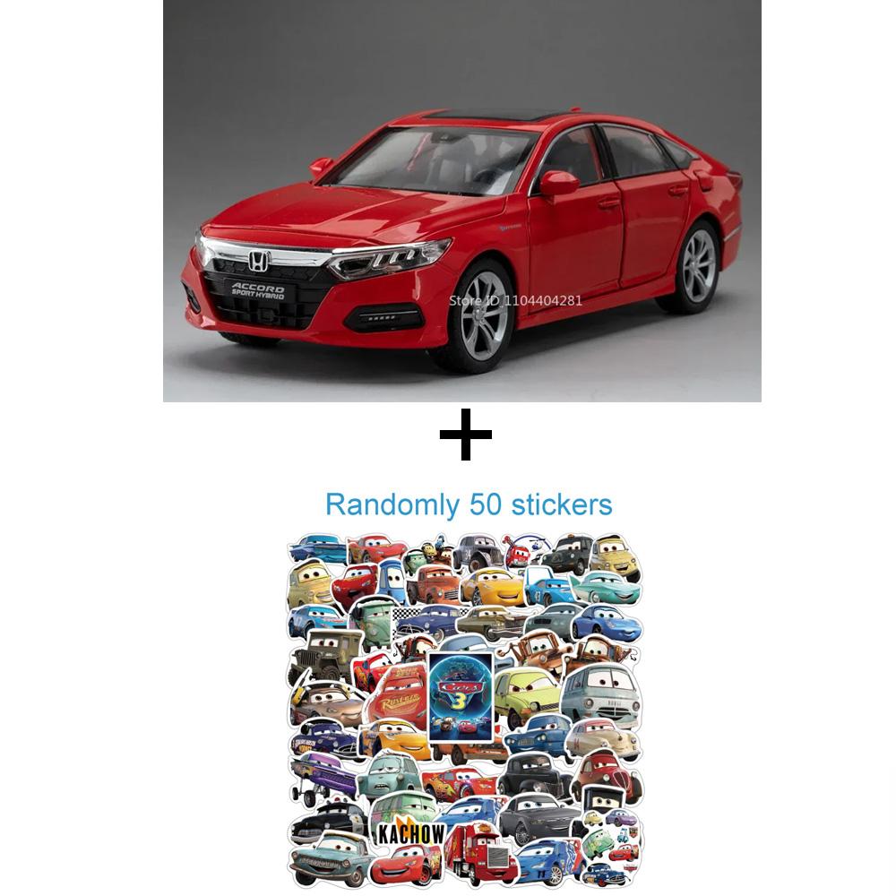 1:24 Honda Accord Models Toys Alloy Diecast Cars Front Wheel Steering Doors Opened Sound Light Pull Back Vehices Friend's Gifts