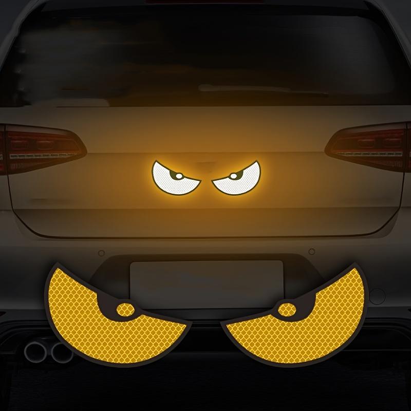2PCS Devil Eyes Reflective Stickers 3D Angry Cat Eye Decals High Visibility Night Safety for Car Motorcycle Helmet Bumper