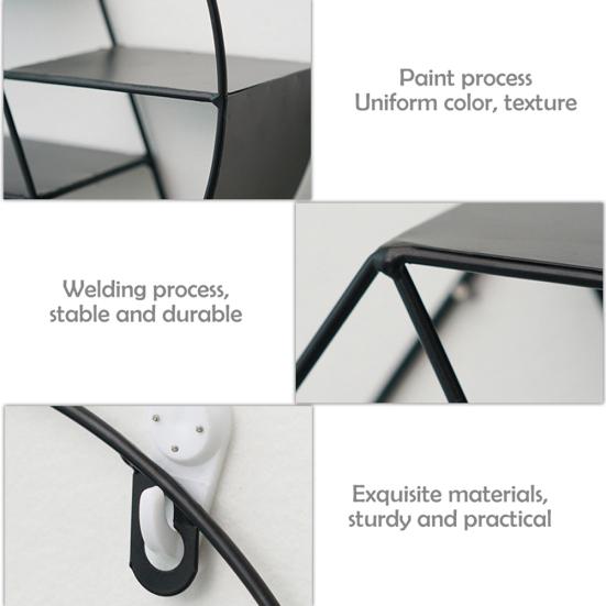 Metalen Houten Opberg Boekenrek Wandhangend Bloemenbeeldjes Pot Displayplank